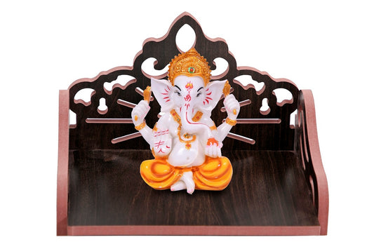 Elegant Wooden Mandir for Home – Wall Mounted Temple & Puja Set