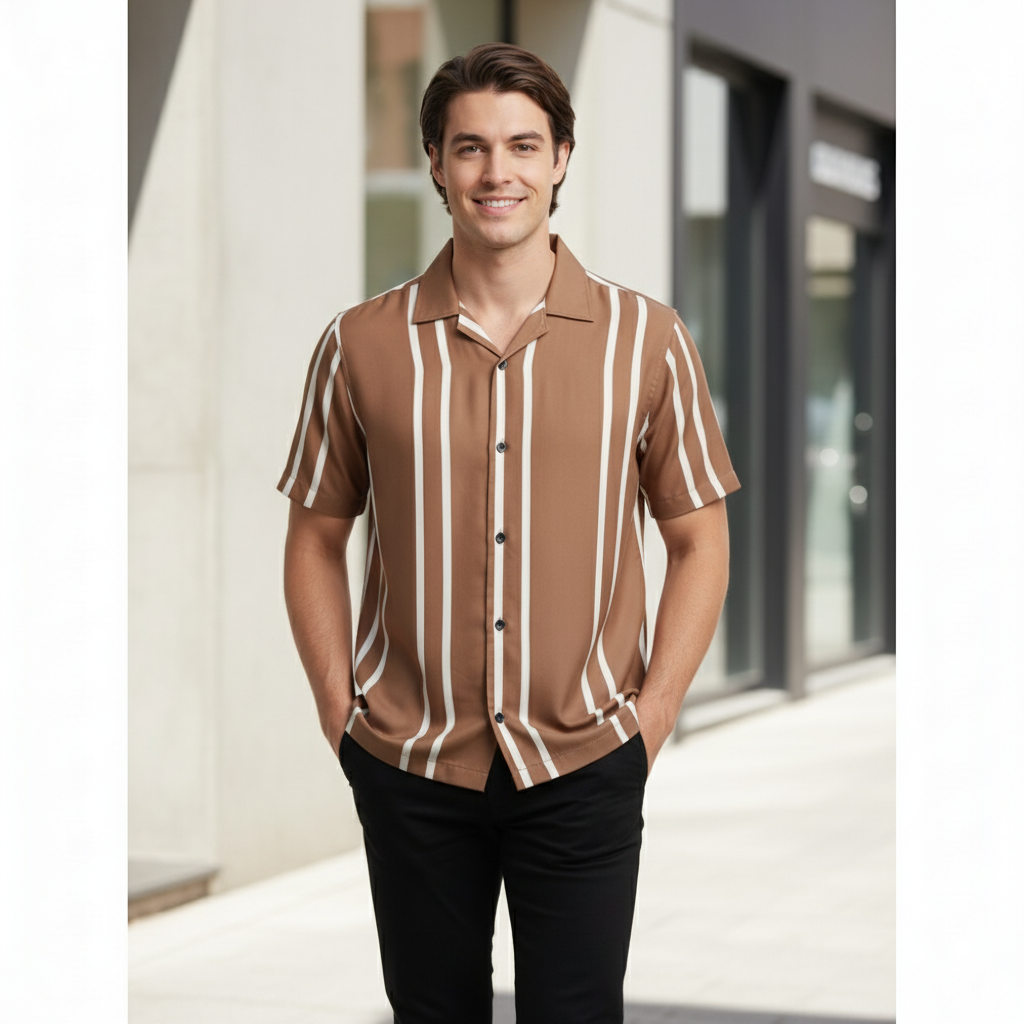 Men’s Fancy Printed Cuban Collar Rayon Shirt – Trendy Casual Wear