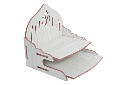 Elegant Wooden Mandir for Home Wall Mounted Temple with Storage & Puja Set