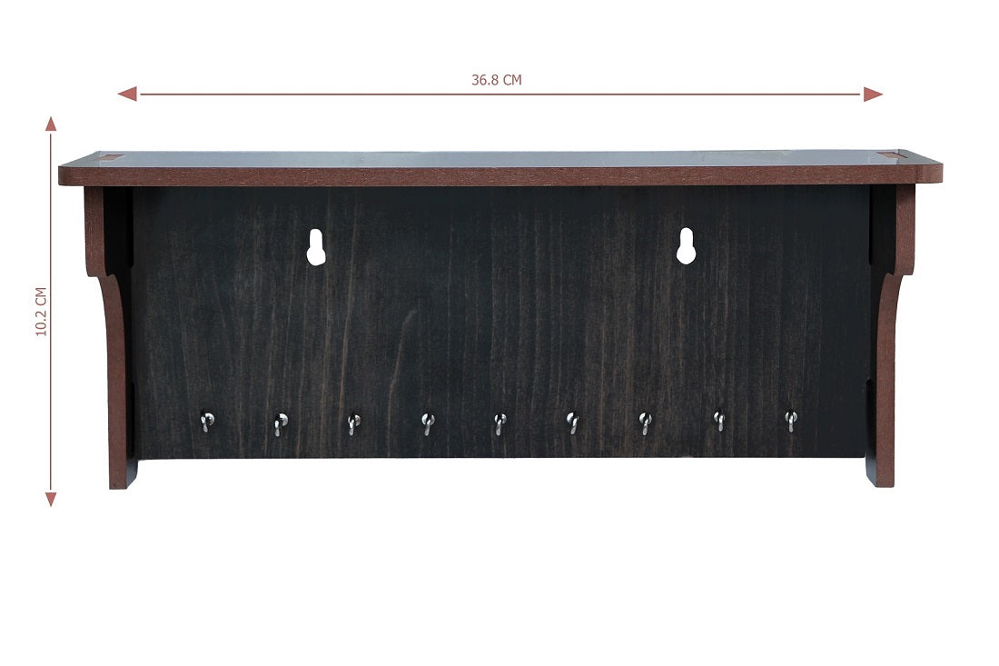 Stylish Wooden Wall Shelf with Key Holder