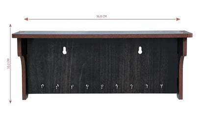 Stylish Wooden Wall Shelf with Key Holder