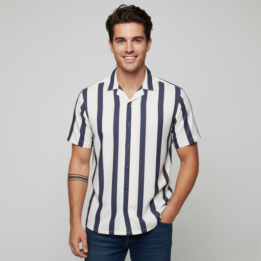 Men’s Fancy Printed Cuban Collar Rayon Shirt – Trendy Casual Wear