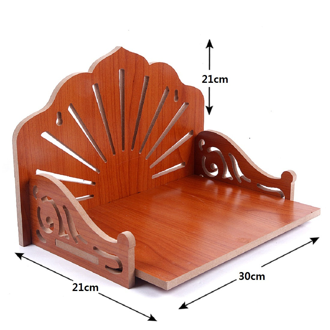 Elegant Wooden Mandir for Home – Wall Mounted Temple with Storage & Puja Set