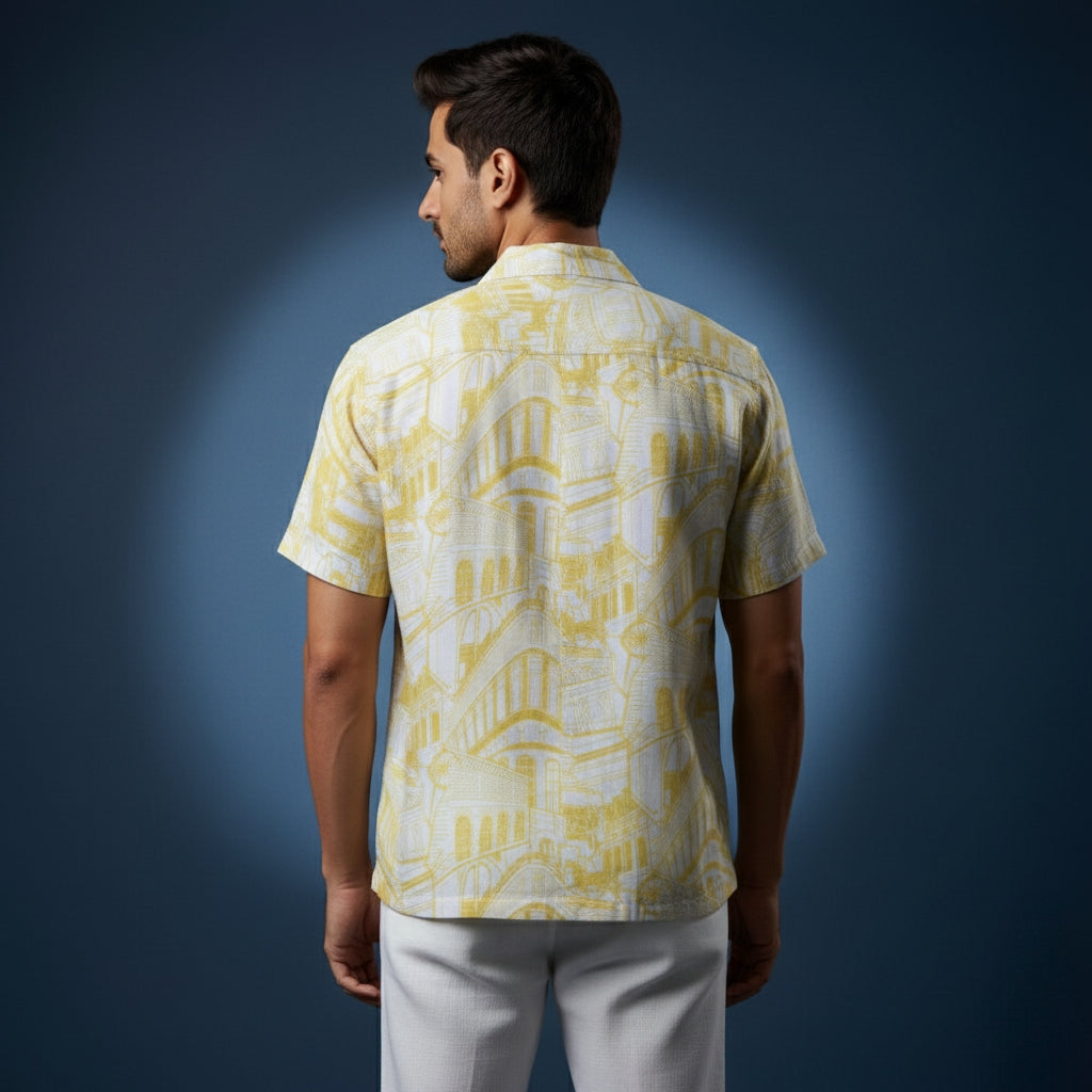 Men’s Fancy Printed Cuban Collar Rayon Shirt – Trendy Casual Wear