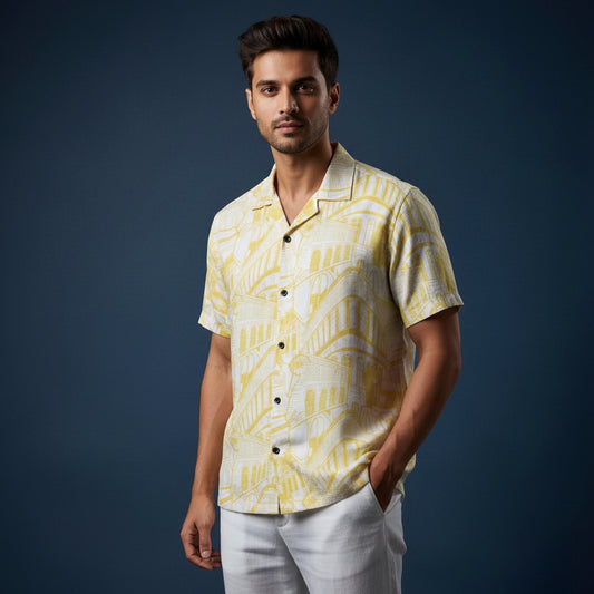 Men’s Fancy Printed Cuban Collar Rayon Shirt – Trendy Casual Wear