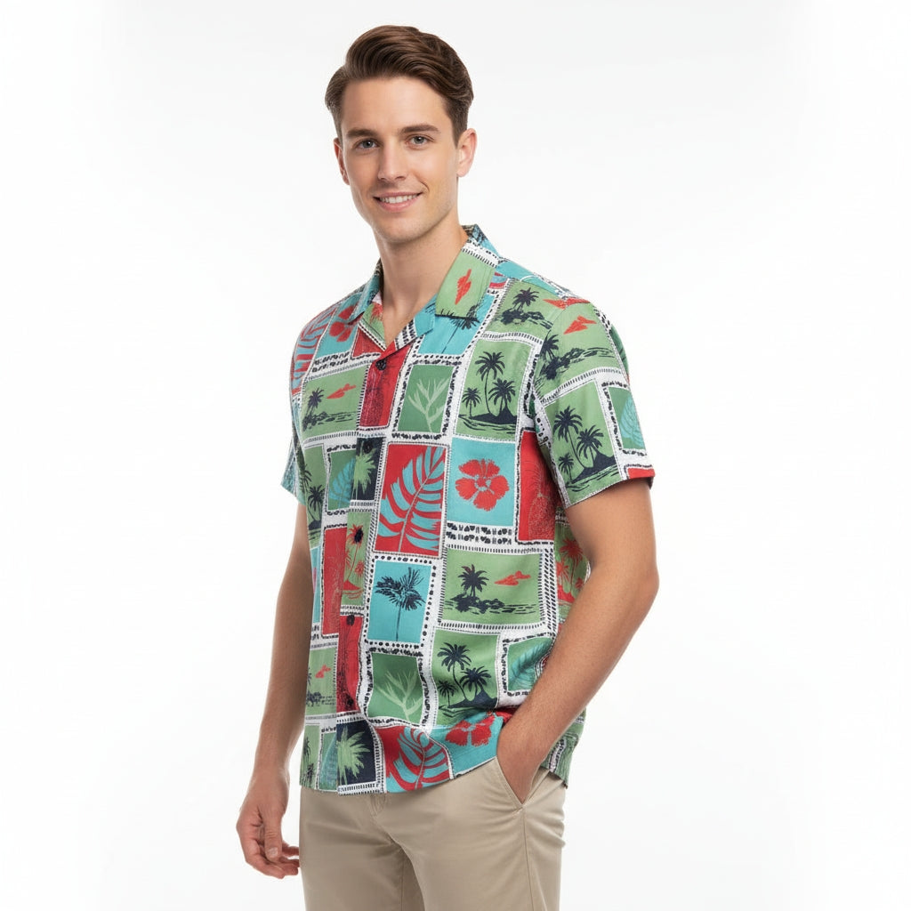 Men’s Fancy Printed Cuban Collar Rayon Shirt – Trendy Casual Wear