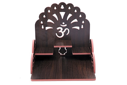 Elegant Wooden Mandir for Home – Wall Mounted Temple with Storage & Puja Set