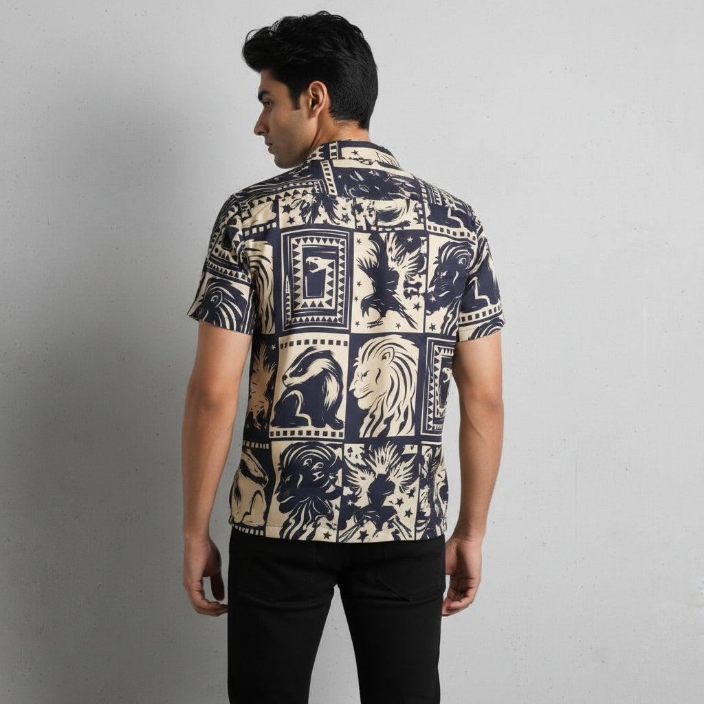 Men’s Fancy Printed Cuban Collar Rayon Shirt – Trendy Casual Wear