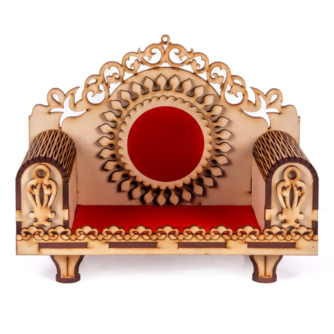 Wooden MDF Puja Sinhasan On Table Hindolo Home-Office-Decor