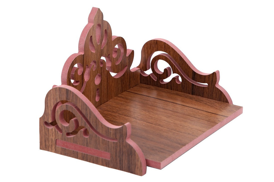 Elegant Wooden Mandir for Home – Wall Mounted Temple with Storage & Puja Set