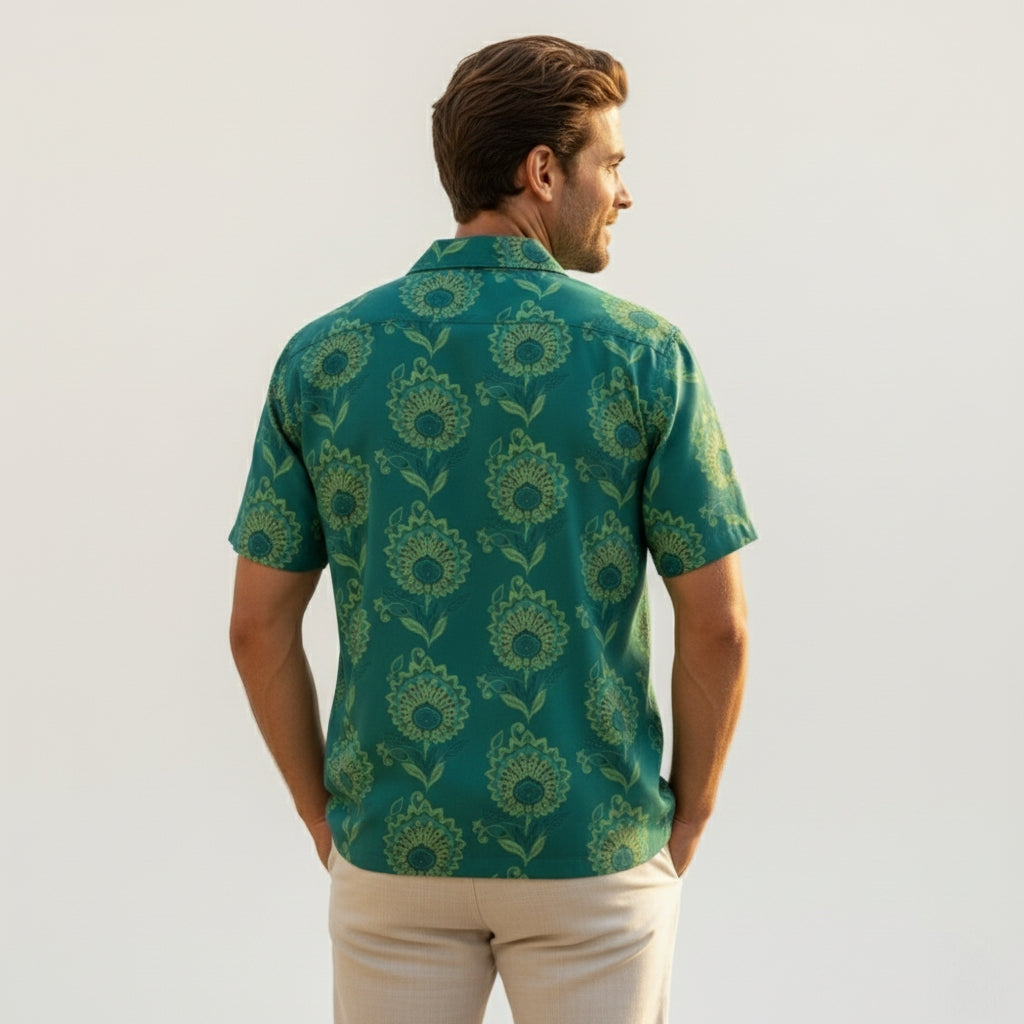 Men’s Fancy Printed Cuban Collar Rayon Shirt – Trendy Casual Wear
