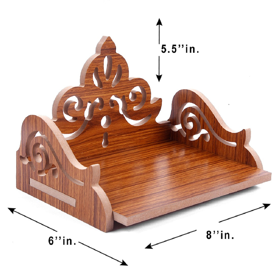 Elegant Wooden Mandir for Home – Wall Mounted Temple with Storage & Puja Set