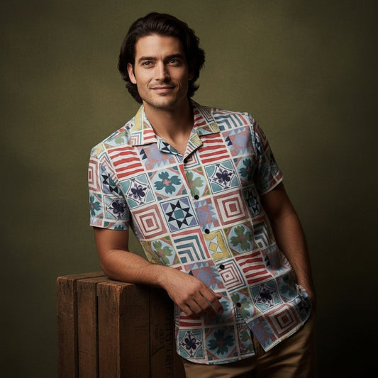 Men’s Fancy Printed Cuban Collar Rayon Shirt – Trendy Casual Wear