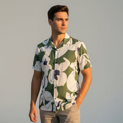 Men’s Fancy Printed Cuban Collar Rayon Shirt – Trendy Casual Wear