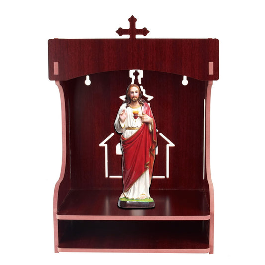 Premium MDF Wooden Wall-Mounted Jesus Mandir – Home Decor & Idols