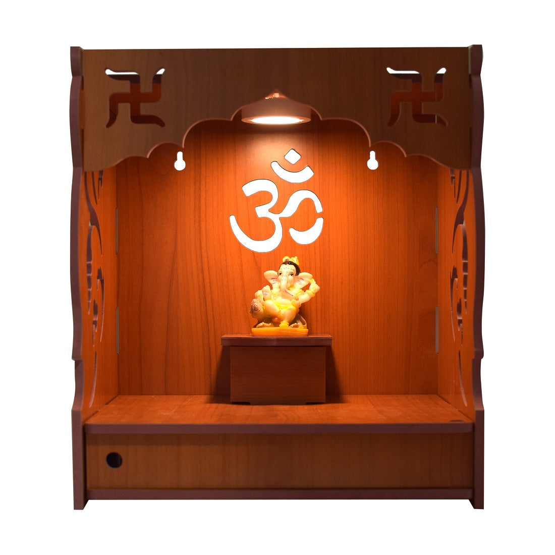 Premium MDF Wooden Wall-Mounted Pooja Mandir With Led – Home Decor & Idols