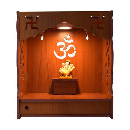 Premium MDF Wooden Wall-Mounted Pooja Mandir With Led – Home Decor & Idols