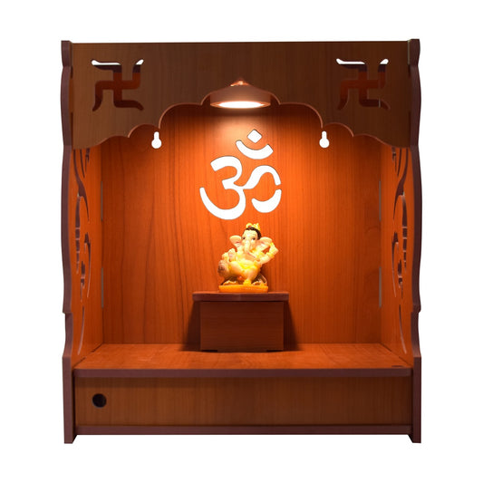 Premium MDF Wooden Wall-Mounted Pooja Mandir With Led – Home Decor & Idols