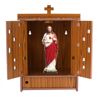 Premium MDF Wooden Wall-Mounted Jesus Mandir – Home Decor & Idols
